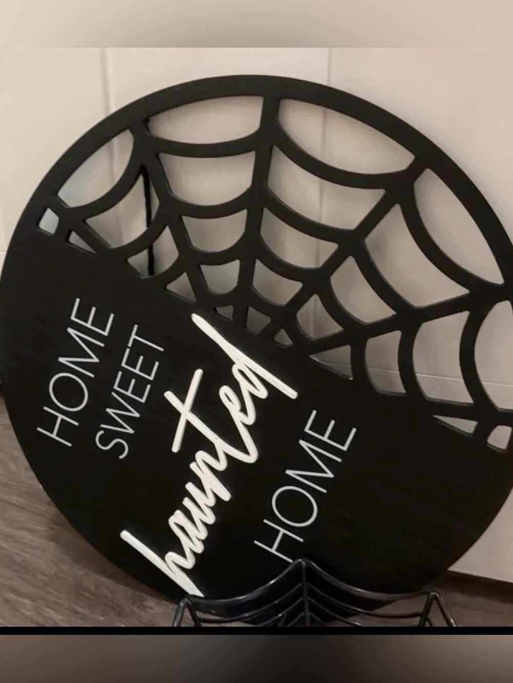 Kirklands Black and White 'Home Sweet Haunted Home' Spiderweb Wall Decor